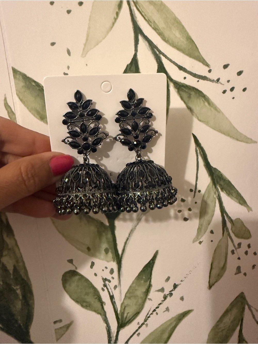 Elegant Black Jhumka Drop Earrings - Women Jewelry